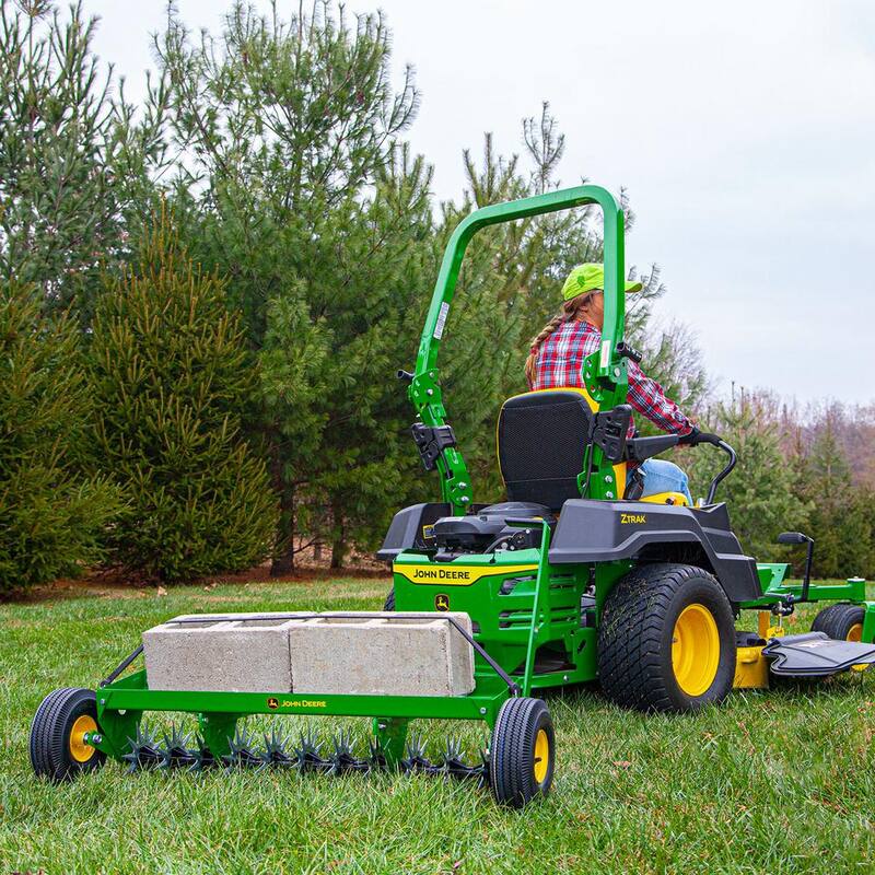 John Deere 40 in. Tow-Behind Spike Aerator with Transport Wheels and Weight Tray - SAT-400JD