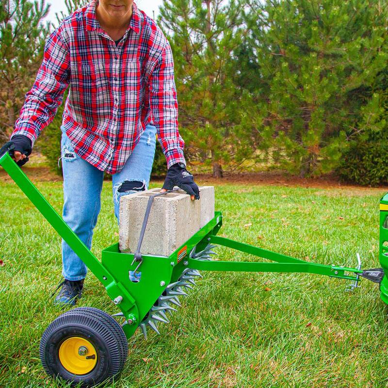 John Deere 40 in. Tow-Behind Spike Aerator with Transport Wheels and Weight Tray - SAT-400JD