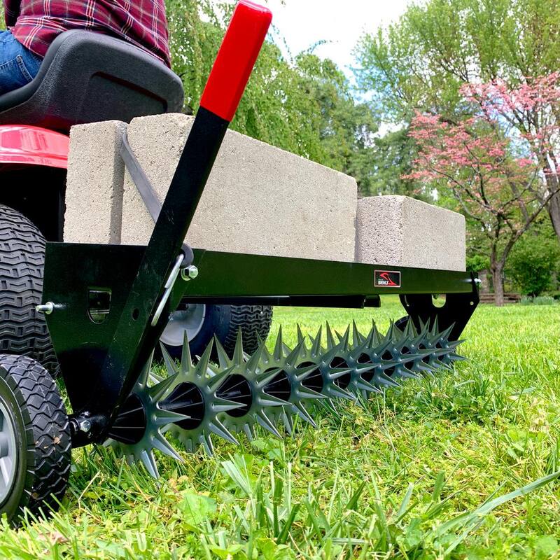 Brinly-Hardy 40 in. Pull-Behind Spike Aerator with Transport Wheels for Lawn Tractors and Zero-Turn Mowers - SAT2-40BH-G