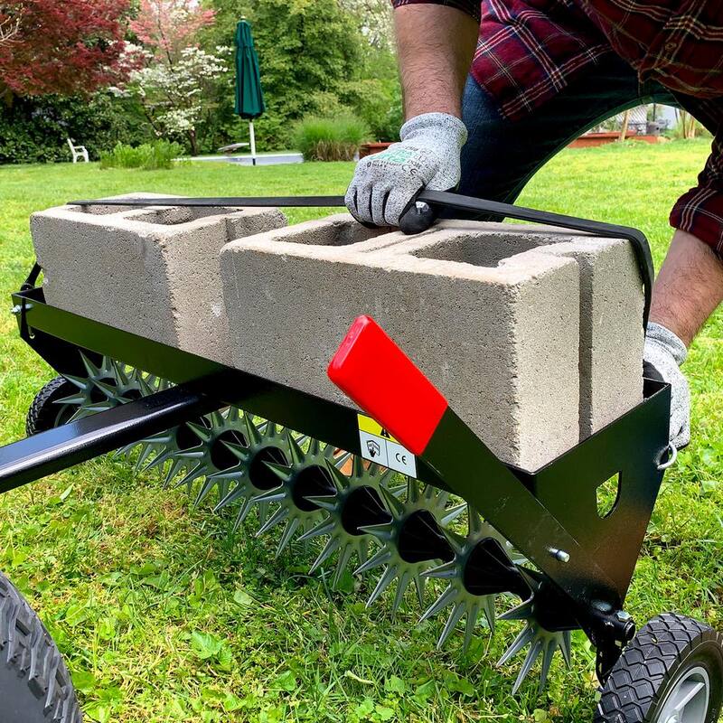Brinly-Hardy 40 in. Pull-Behind Spike Aerator with Transport Wheels for Lawn Tractors and Zero-Turn Mowers - SAT2-40BH-G
