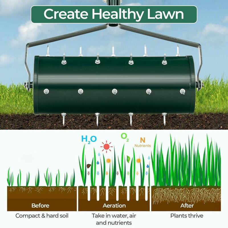 ANGELES HOME 18 in. Manual Lawn Aerator with Detachable Handle and Tine Spikes - 41GT8CK29GN