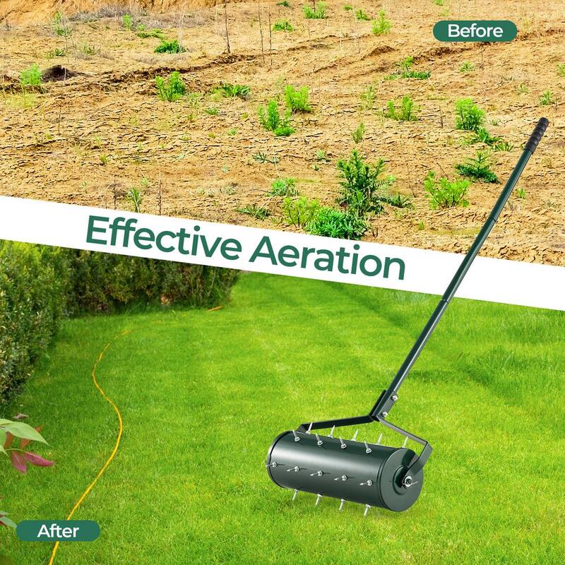 ANGELES HOME 18 in. Manual Lawn Aerator with Detachable Handle and Tine Spikes - 41GT8CK29GN