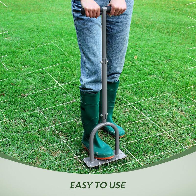 WaLensee 15 Iron Spikes Lawn Aerator Metal Manual Dethatching Soil Aerating Lawn T-Handle Grass Aerator Tools for Yard and Lawn - GT-LCA006-A