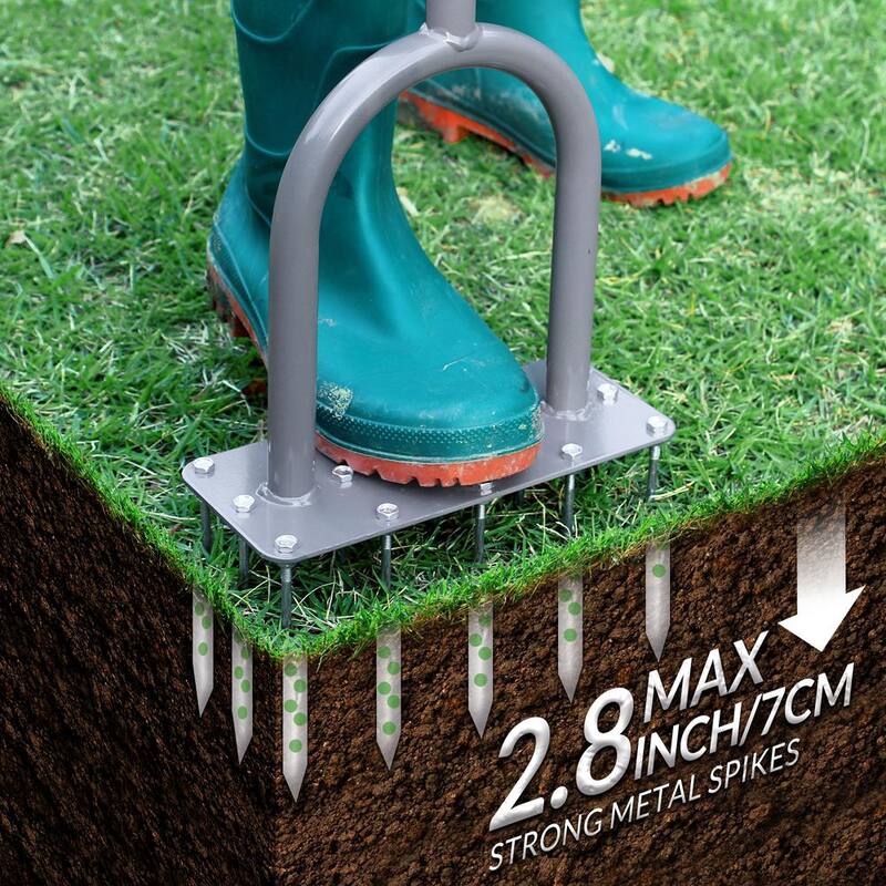 WaLensee 15 Iron Spikes Lawn Aerator Metal Manual Dethatching Soil Aerating Lawn T-Handle Grass Aerator Tools for Yard and Lawn - GT-LCA006-A