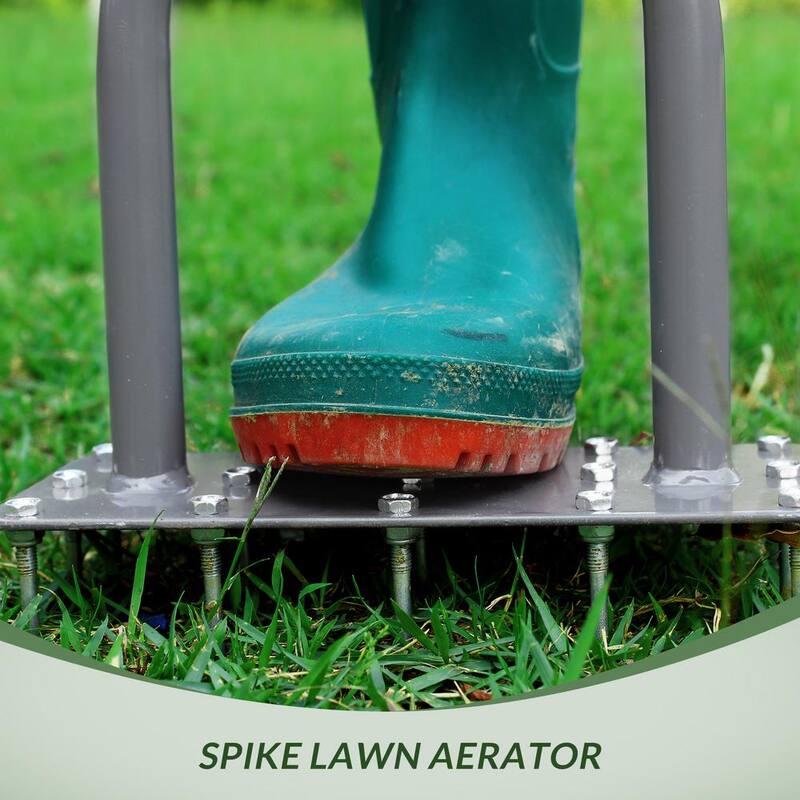 WaLensee 15 Iron Spikes Lawn Aerator Metal Manual Dethatching Soil Aerating Lawn T-Handle Grass Aerator Tools for Yard and Lawn - GT-LCA006-A