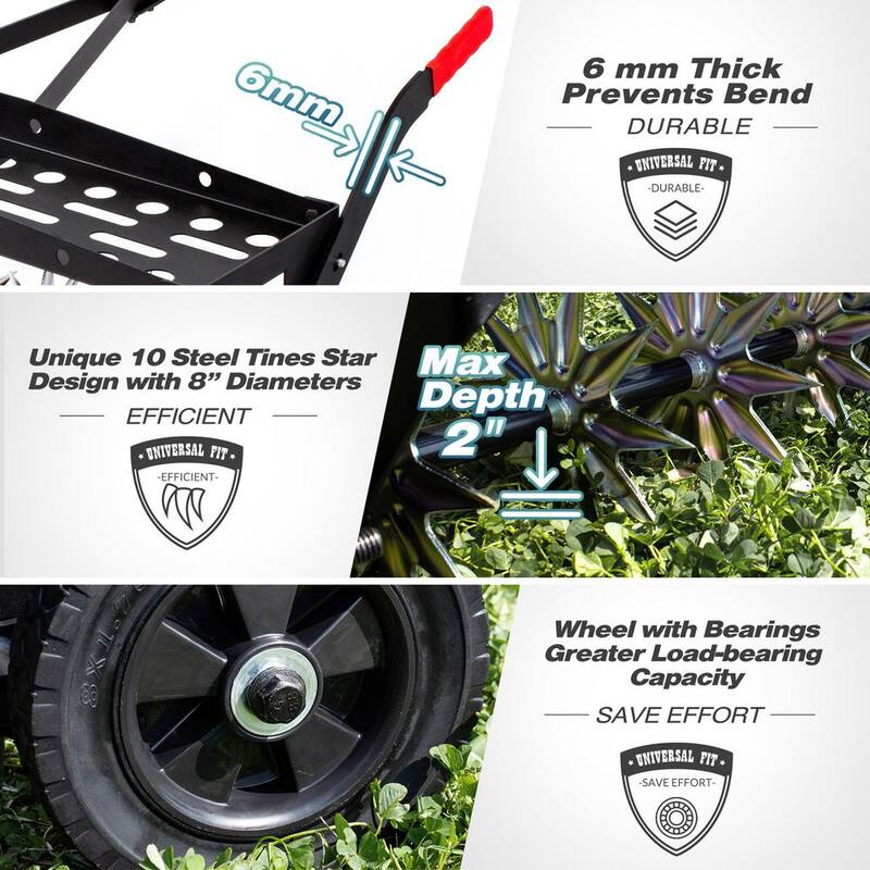 Unbranded 40 in. Tow Behind Spike Aerator with Galvanized Steel Tines, Outdoor Durable Lawn Aerator Soil Penetrator Spikes Tractor - LTA-003A-HD