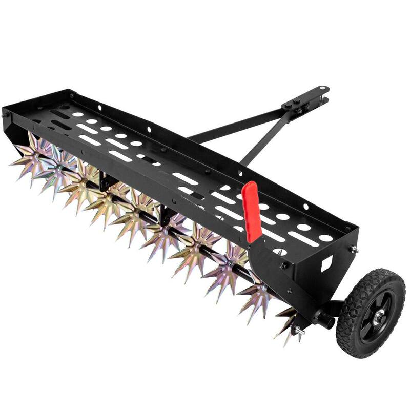 Unbranded 40 in. Tow Behind Spike Aerator with Galvanized Steel Tines, Outdoor Durable Lawn Aerator Soil Penetrator Spikes Tractor - LTA-003A-HD