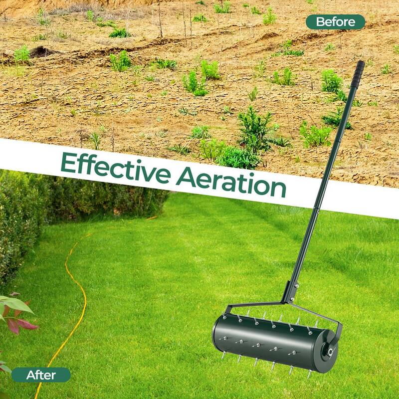 ANGELES HOME 21 in. Manual Lawn Aerator with Detachable Handle and Tine Spikes - 41GT8CK-30GN