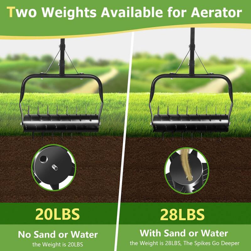 SEEUTEK 18 in. Rolling Lawn Aerator with Soil Penetrator Spikes and Handle Manual Aerator Lawn Tool for Garden Yard - BZ-1495