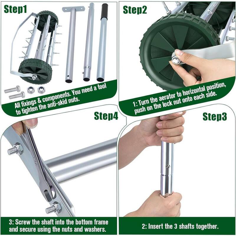 ATENGNES 18 in. Heavy-Duty Rolling Lawn Aerator Garden Tool - YD240146