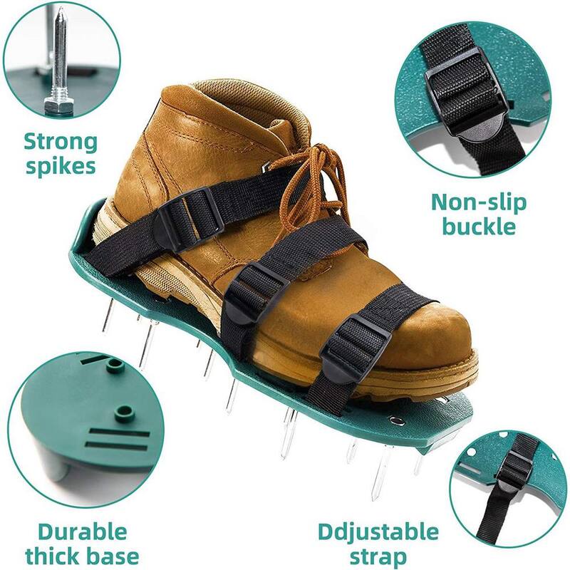 ATENGNES 3 Buckle Lawn Aerator Shoes with Adjustable Straps Pre-Assembled Grass Aerator Tools For Yard Lawn - YD240145