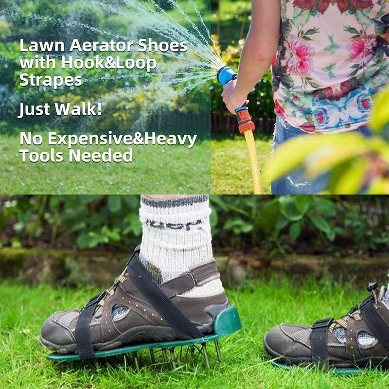 ATENGNES 3 Buckle Lawn Aerator Shoes with Adjustable Straps Pre-Assembled Grass Aerator Tools For Yard Lawn - YD240145