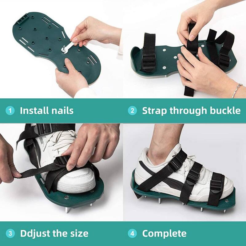 ATENGNES 3 Buckle Lawn Aerator Shoes with Adjustable Straps Pre-Assembled Grass Aerator Tools For Yard Lawn - YD240145