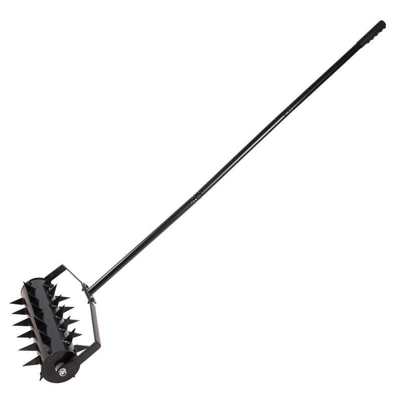 Cesicia 17 in. W Black Iron Heavy Duty Aerator Lawn Soil Penetrator Spikes for Garden Grass Patio Yard - 1790W142