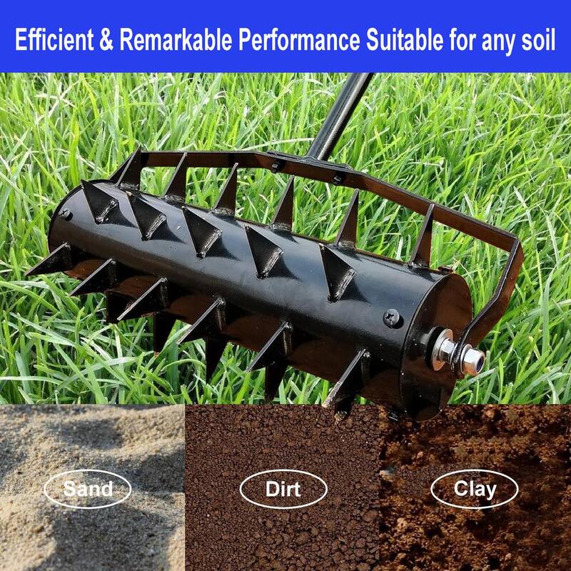 Cesicia 17 in. W Black Iron Heavy Duty Aerator Lawn Soil Penetrator Spikes for Garden Grass Patio Yard - 1790W142