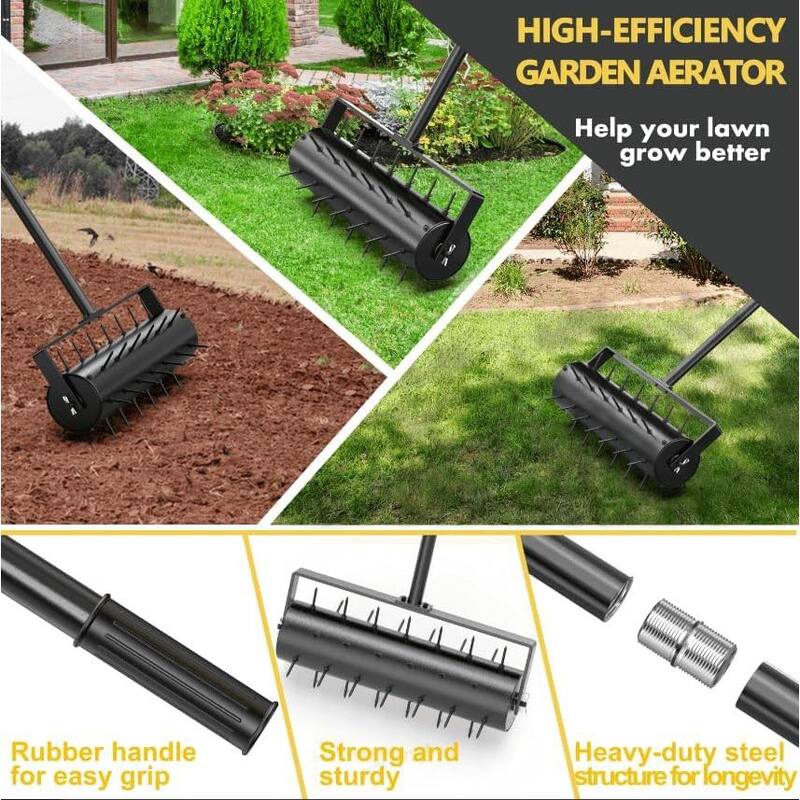 ITOPFOX Heavy-Duty 17 in. 1-Tine Manual Rolling Aerator - HDPH003OT080