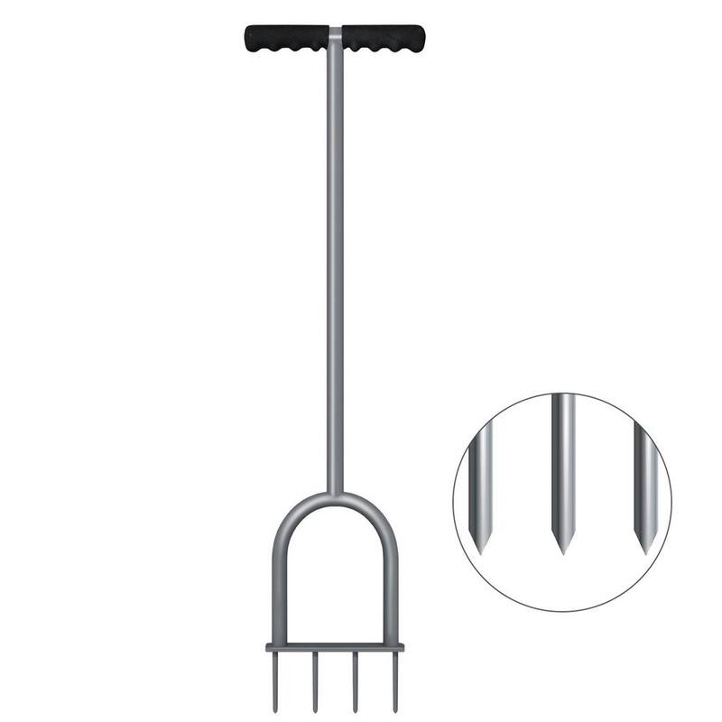 WaLensee 4-Tines Lawn Coring Aerator Manual Grass Dethatching Turf Plug Core Aerating Tool - GT-LCA002-B-D28