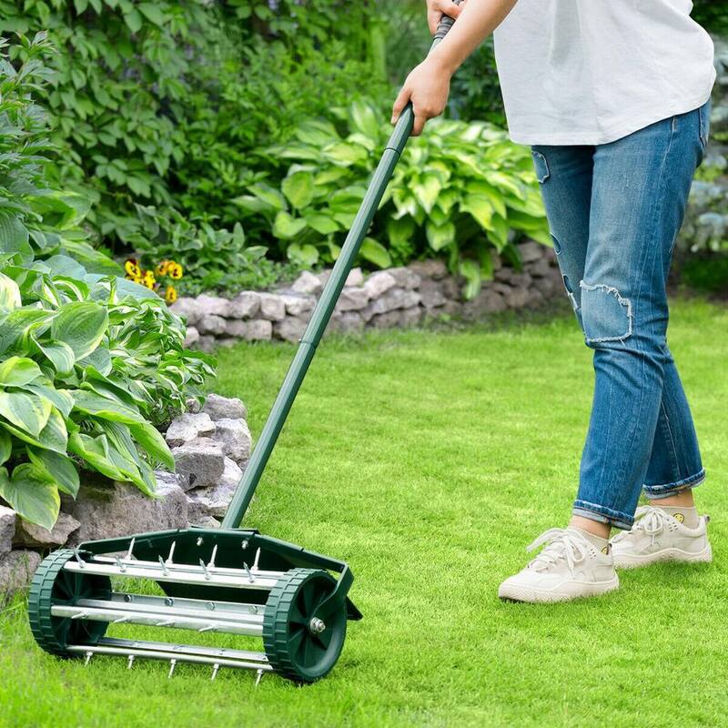 ANGELES HOME 18 in. Rolling Lawn Aerator with Fender for Garden - M34-8GT25