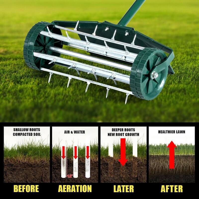 ANGELES HOME 18 in. Rolling Lawn Aerator with Fender for Garden - M34-8GT25
