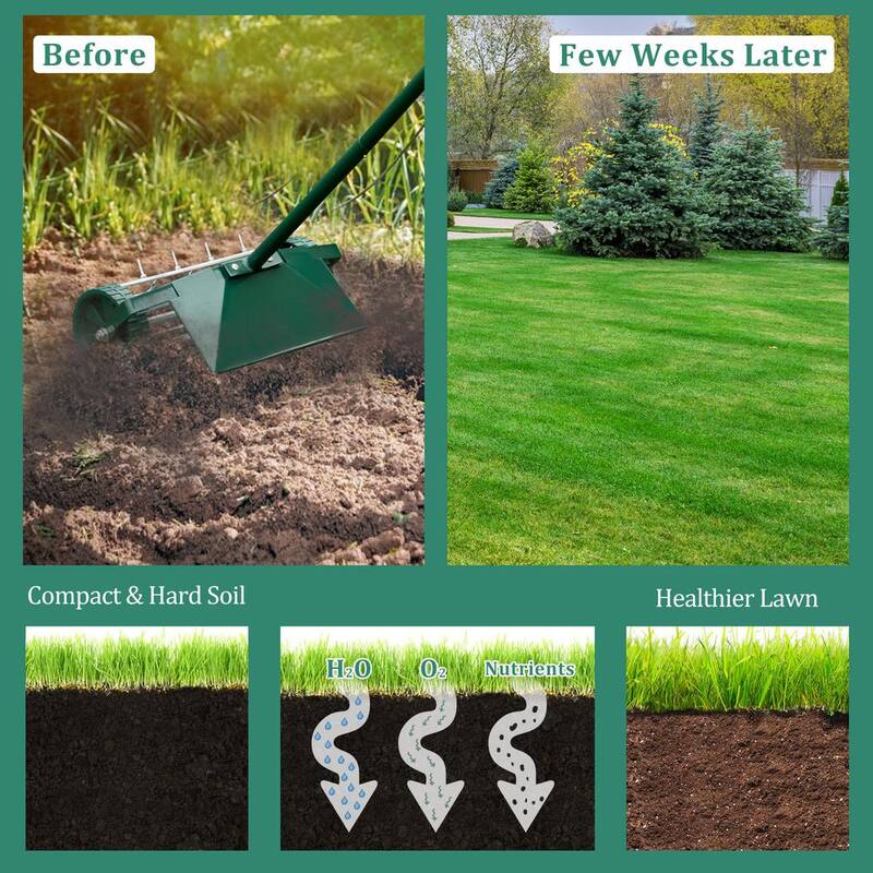 ANGELES HOME 1 1/2 in Tine Rolling Grass Lawn Aerator with Fender - M3464-8GT9925