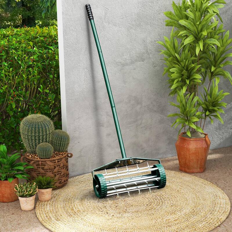 ANGELES HOME 1 1/2 in Tine Rolling Grass Lawn Aerator with Fender - M3464-8GT9925