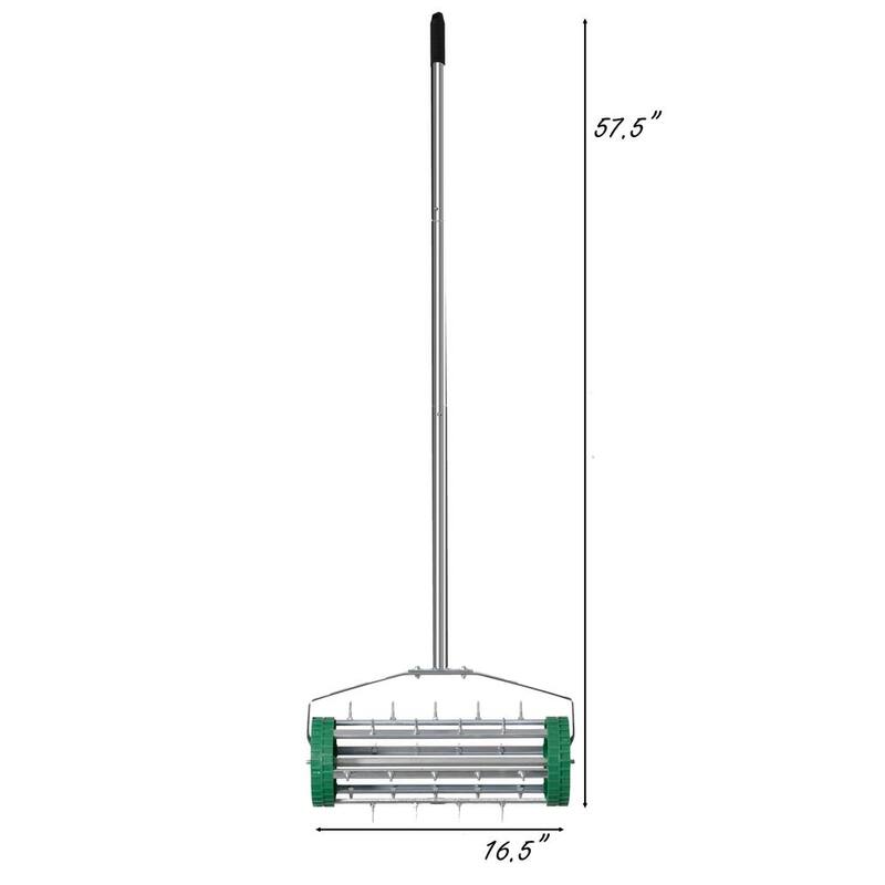 Gardenised Rolling Spike Lawn Aerator with Sturdy Steel Handle and Sharp Metal Tines to Promote Thick, Deep, and Healthy Grass - QI004663