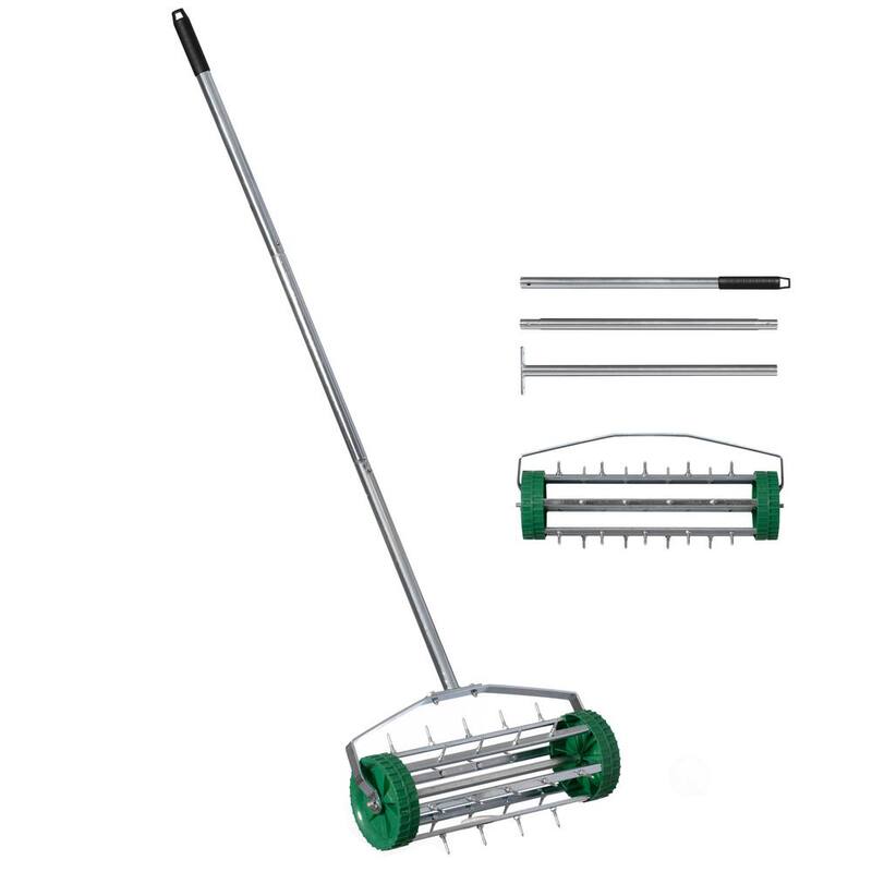 Gardenised Rolling Spike Lawn Aerator with Sturdy Steel Handle and Sharp Metal Tines to Promote Thick, Deep, and Healthy Grass - QI004663
