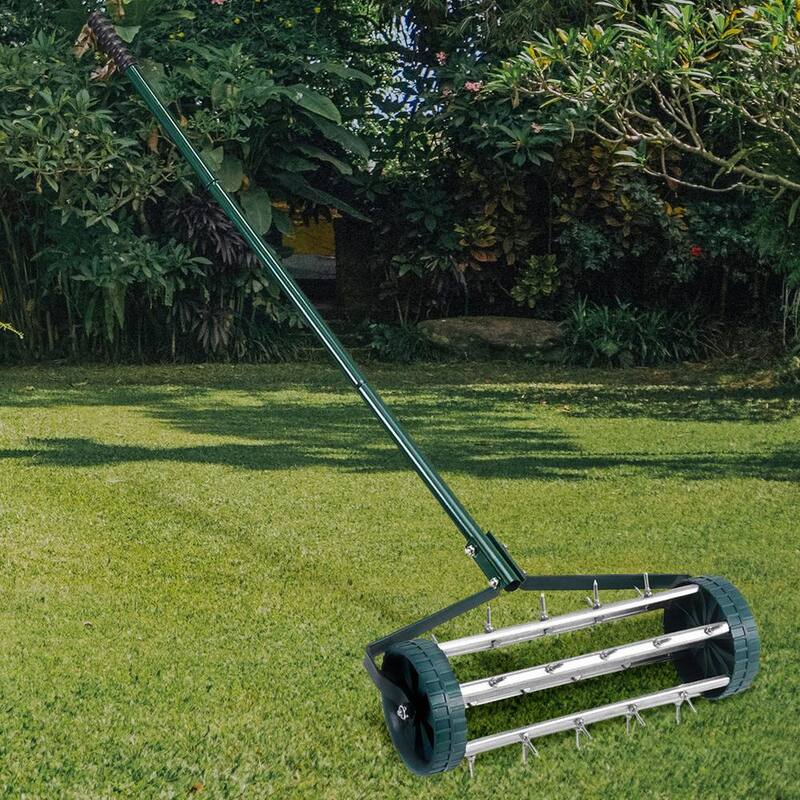 ANGELES HOME 18 in. Garden Heavy-Duty Rotary Push Tine for Soil Aeration - GT8CK-8029