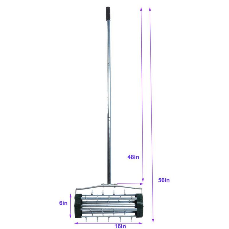 Unbranded Heavy-Duty Rotary Push Rolling Lawn Aerator with 3-Piece Long Steel Handle for Garden Yard - JX-W227126833