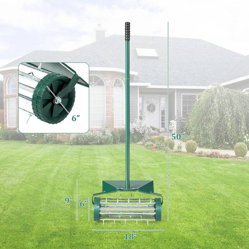 FORCLOVER 18 in. Rolling Lawn Aerator with Splash-Proof Fender for Garden - HYM-3425