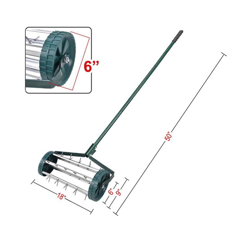 WELLFOR 18 in. Garden Rolling Lawn Aerator - GT-HGY-2980