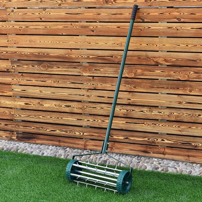 WELLFOR 18 in. Garden Rolling Lawn Aerator - GT-HGY-2980
