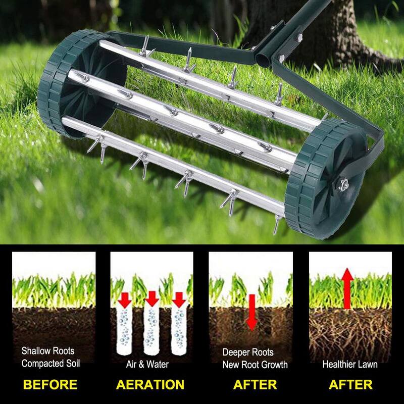WELLFOR 18 in. Garden Rolling Lawn Aerator - GT-HGY-2980