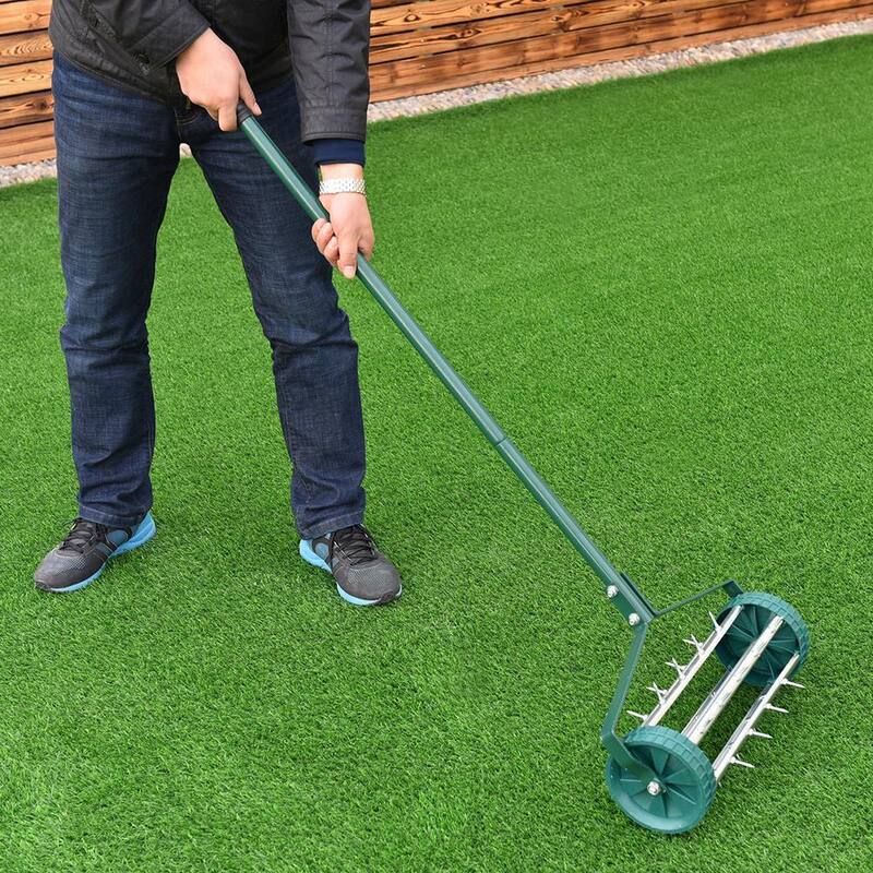 WELLFOR 18 in. Garden Rolling Lawn Aerator - GT-HGY-2980