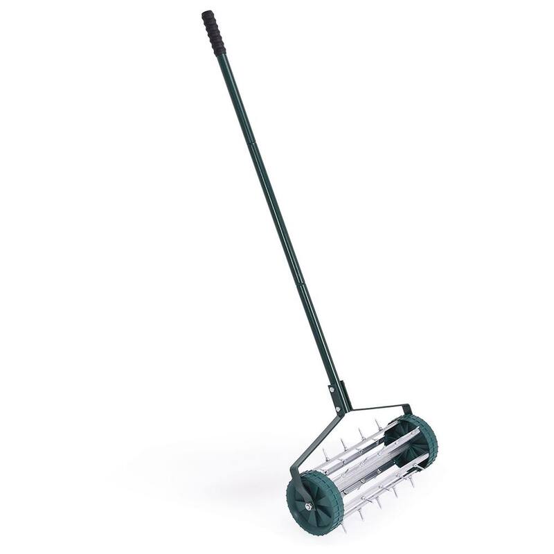 FORCLOVER 18 in. Rolling Lawn Aerator with Anti-slip Handle and Tine Spikes - HYM-2980