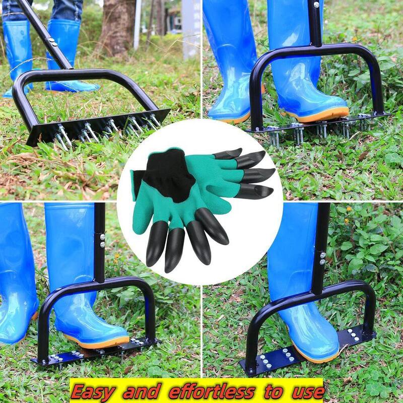 ITOPFOX 15-TIne Grass Aeration Manual Metal Spike For Yard And Garden Compacted Soil Aerator Tool in Black - H2SA05-2OT028