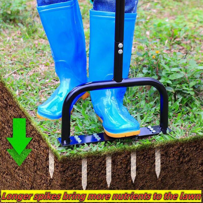 ITOPFOX 15-TIne Grass Aeration Manual Metal Spike For Yard And Garden Compacted Soil Aerator Tool in Black - H2SA05-2OT028
