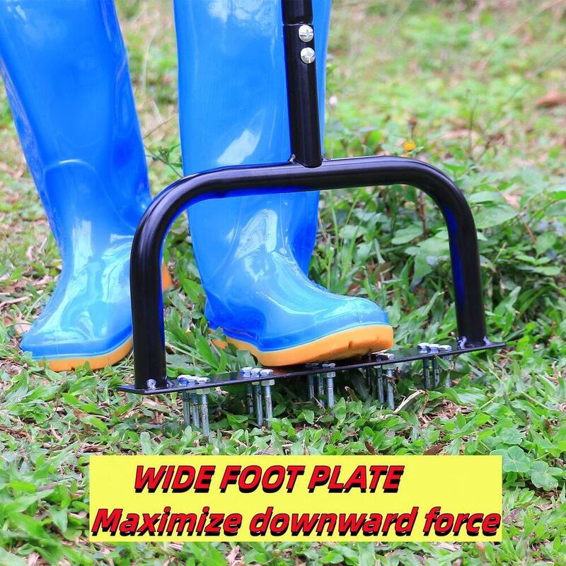 ITOPFOX 15-TIne Grass Aeration Manual Metal Spike For Yard And Garden Compacted Soil Aerator Tool in Black - H2SA05-2OT028