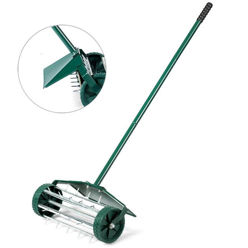 WELLFOR 18 in. Garden Rolling Lawn Aerator with Fender - GT-HGY-3425