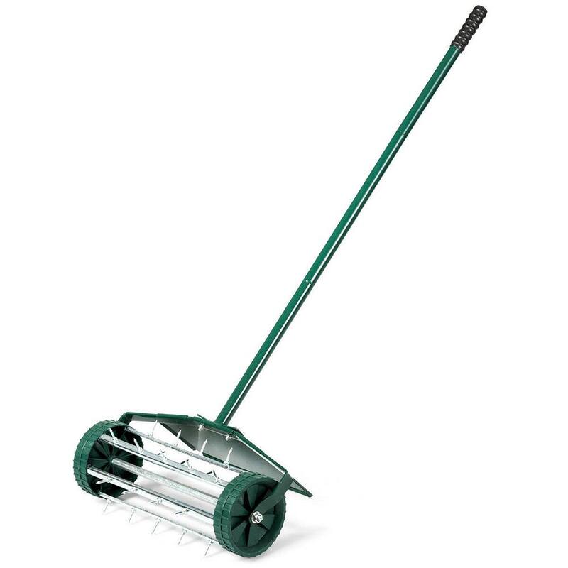 WELLFOR 18 in. Garden Rolling Lawn Aerator with Fender - GT-HGY-3425