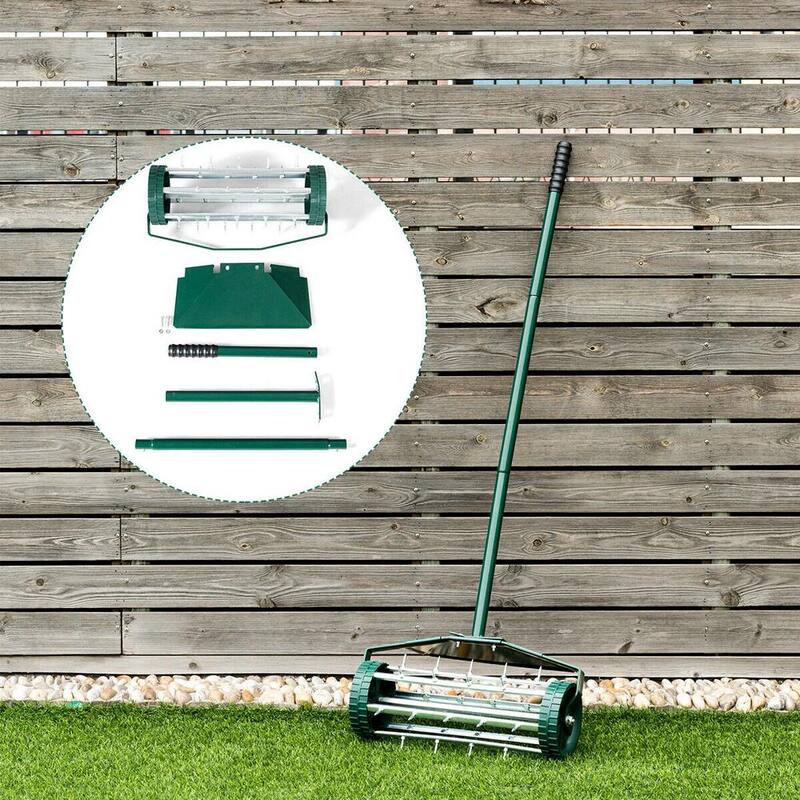 WELLFOR 18 in. Garden Rolling Lawn Aerator with Fender - GT-HGY-3425