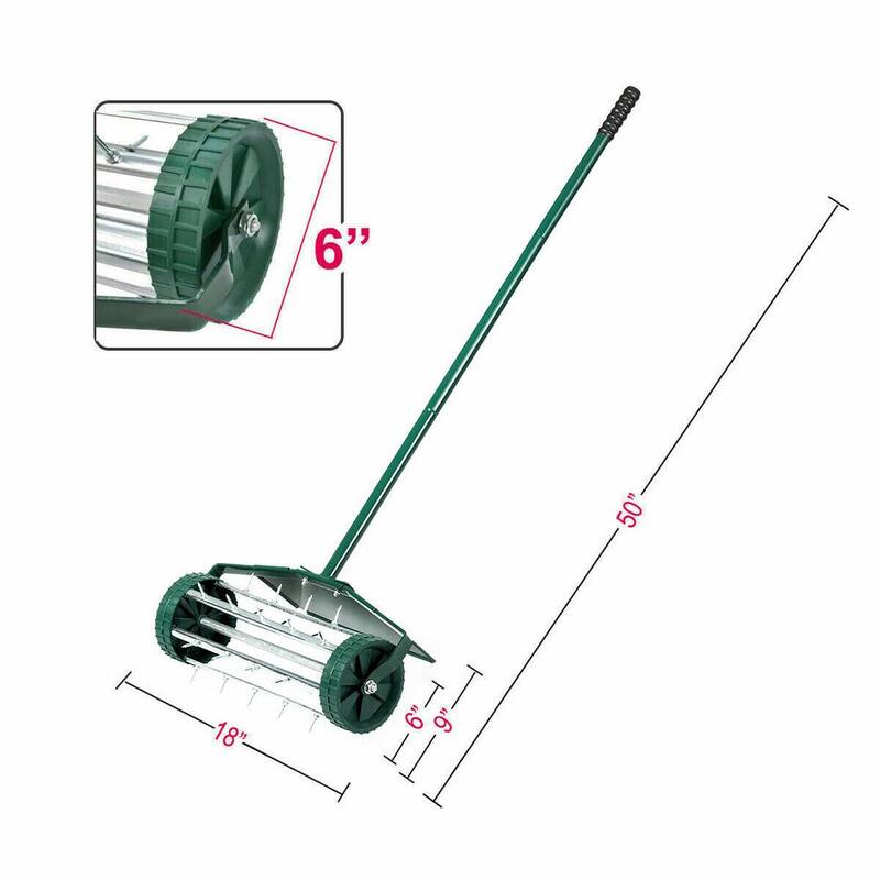 WELLFOR 18 in. Garden Rolling Lawn Aerator with Fender - GT-HGY-3425