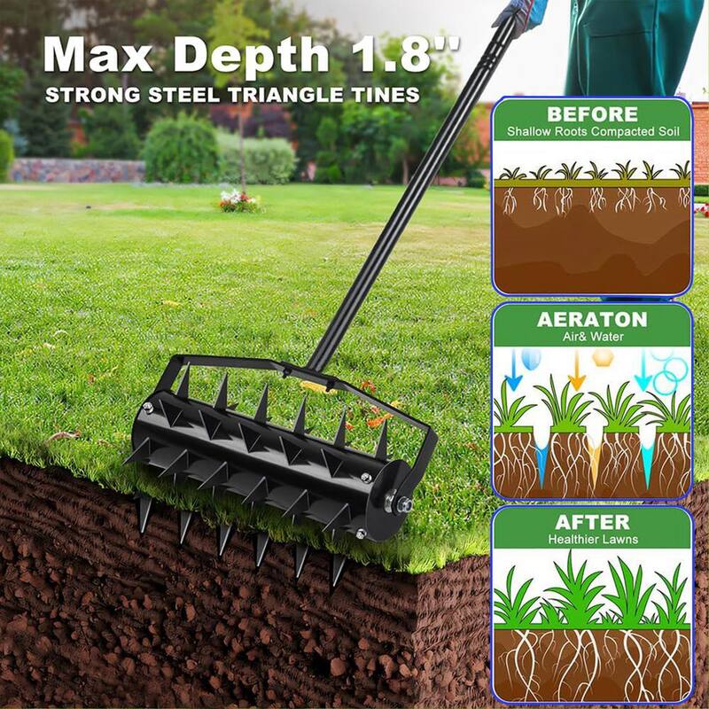 WELLFOR 17 in. Spikes Lawn Aerator - GIGP206892