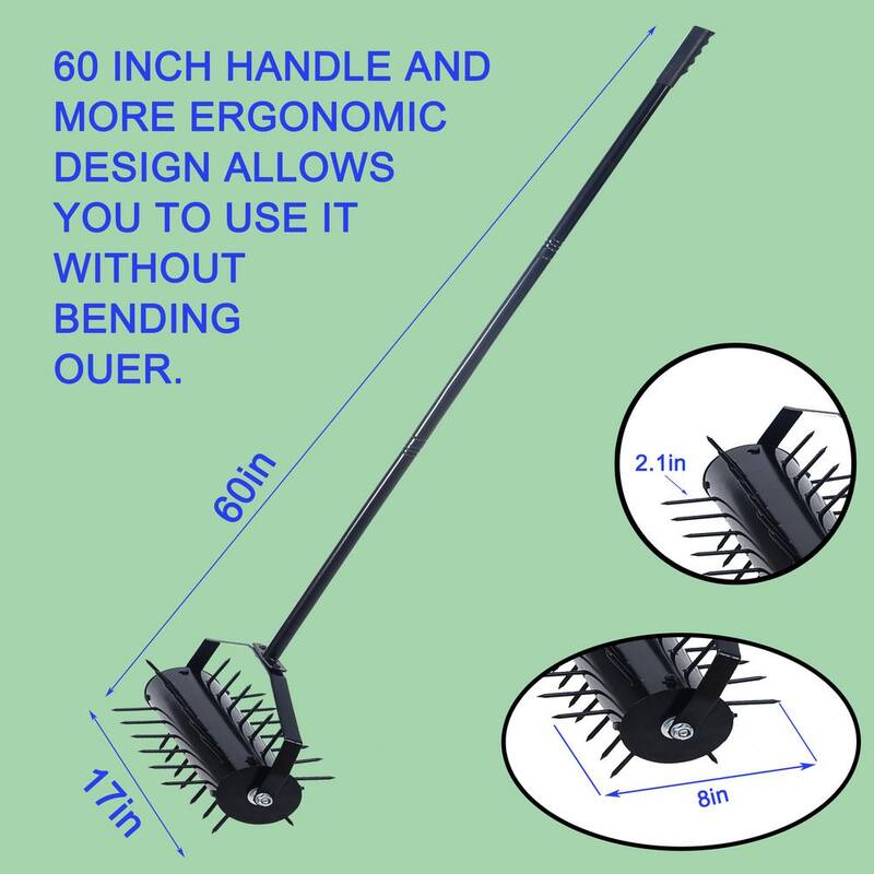 WELLFOR 17 in. Rolling Manual Lawn Aerator in Black - GIGP202833