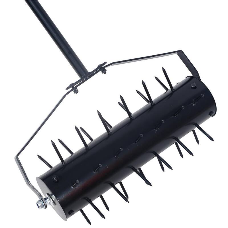 WELLFOR 17 in. Rolling Manual Lawn Aerator in Black - GIGP202833
