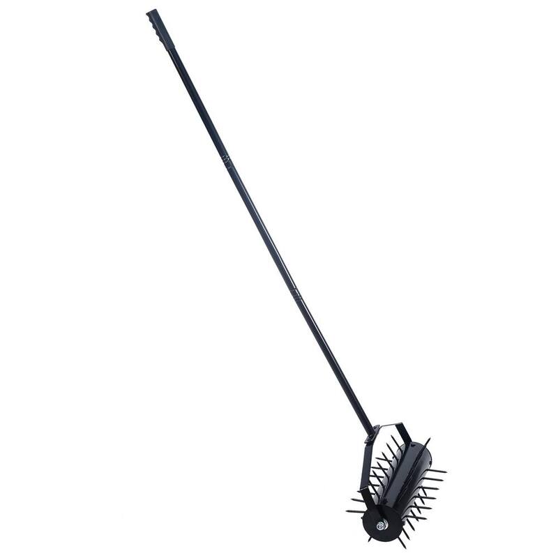WELLFOR 17 in. Rolling Manual Lawn Aerator in Black - GIGP202833