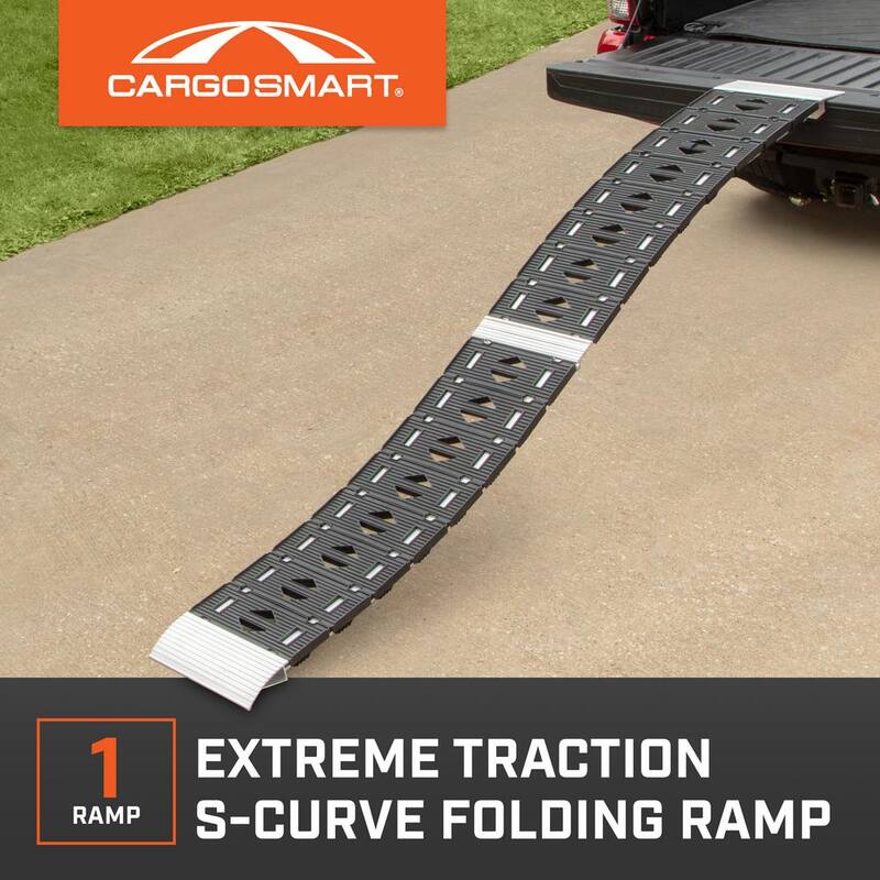 CargoSmart 12 in. W x 90 in. L 750 lb. Capacity Hybrid S-Curve Centerfold Truck Loading Ramp (Includes 1 Ramp) - 3086