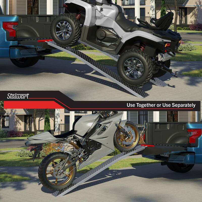 Stalwart Set of Two 69-in. Loading Ramps for ATVs, Motorcycles, Mowers, Carts, and More - 2200lbs. Combined Capacity Car Ramp - 75-CAR2023