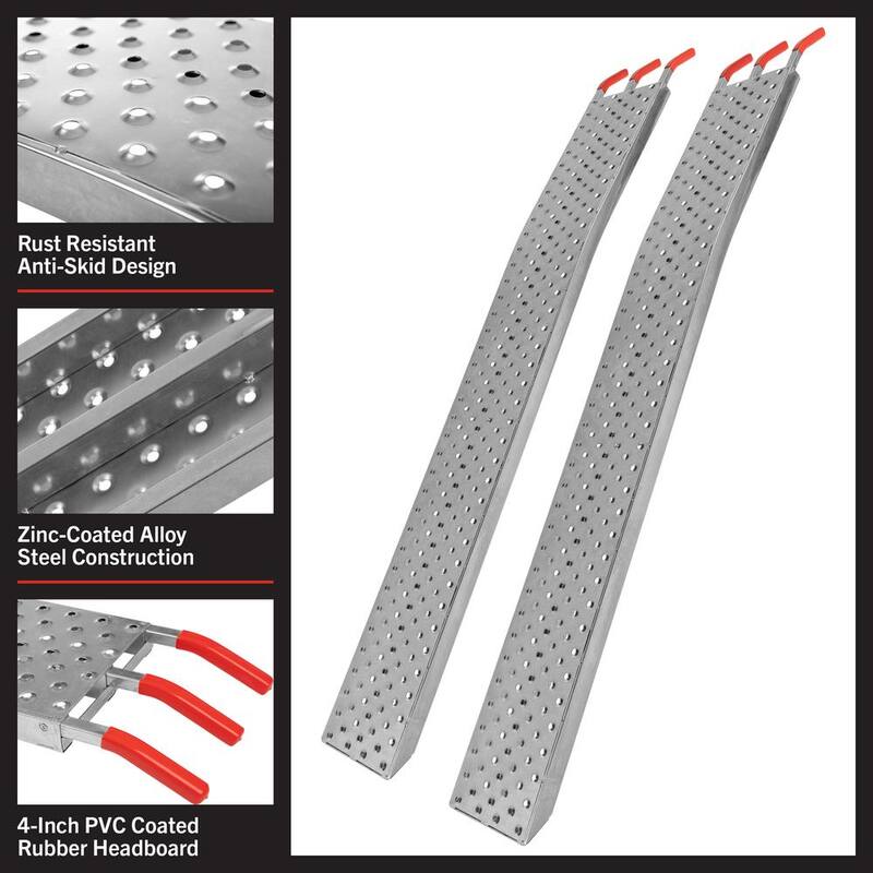 Stalwart Set of Two 69-in. Loading Ramps for ATVs, Motorcycles, Mowers, Carts, and More - 2200lbs. Combined Capacity Car Ramp - 75-CAR2023