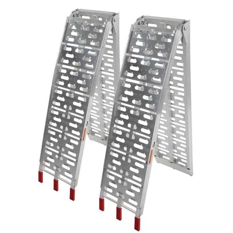 Karl home 7.5 ft. 1500 lb. Capacity Aluminum Folding Loading Ramp for ATV, Tractor, Truck, Trailer, Car (2-Pack) - 561691959805
